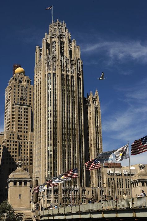 Tribune Tower (1925 by Howells & Hood) — The headquarters of the ... Chicago Skyscrapers, Gothic Tower, Tribune Tower, Famous Structures, Chicago Buildings, Architecture Foundation, Chicago Tours, Visit Chicago, Gothic Cathedrals