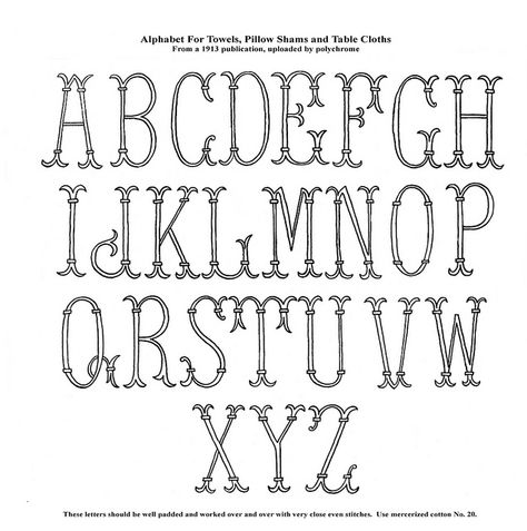 Alphabet for Monograms, 1913 | Flickr - Photo Sharing! How To Monogram, Monogram Embroidery Letters, Free Monogram Fonts, Monogram Stencil, Vintage Embroidery Transfers, Embroidery Alphabet, Embroidery Letters, Embroidery Transfers, Monogram Alphabet