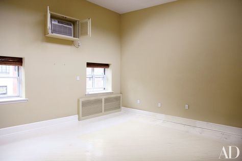 The home’s master bedroom. Low Windows In Bedroom, Windows In Bedroom, Surfaces Architecture, New York Bedroom, Next Bedroom, Bedroom Makeovers, Brooklyn Brownstone, Manhattan Apartment, Timber Beams