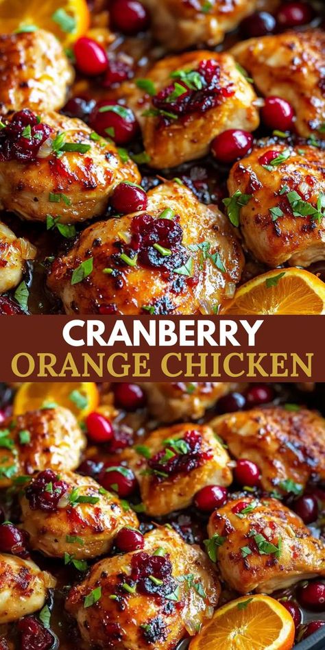 Cranberry Orange Chicken is a heartwarming, flavorful dish that brings together the sweetness of cranberries, the tang of orange, and savory chicken.

Perfect for festive dinners, holiday meals, or cozy family nights, this dish is sure to impress with minimal effort. Cranberry Chicken Thighs, Cranberry Orange Chicken, Easy Christmas Dinner Recipes, Holiday Dinner Recipes, Easy Christmas Dinner, Orange Chicken Recipe, Chicken Thigh Recipes Crockpot, Savory Chicken, Winter Dinner