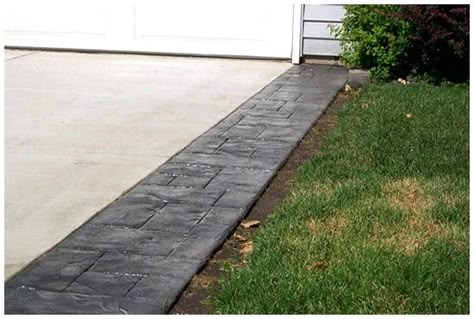 Get pavers installed along the edge of the driveway. Extending Driveway With Pavers, Concrete Driveway Extension Ideas, Driveway Pavers Extension, Driveway Extension, Patterned Concrete, Driveway Border, Driveway Edging, Stamped Concrete Driveway, Driveway Walkway