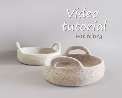 FeltField - Etsy Wet Felting Tutorial, Felt Wool Slipper, Felting Tutorial, Felted Basket, Felt Basket, Needle Felting Tutorial, Felted Bowls, Wet Felt, Felt Pattern