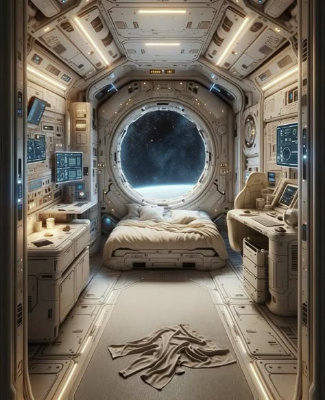 Space Waiting Room Shifting, Bedroom In Spaceship, Sci Fi Room Design, Sci Fi Cockpit Spaceship Interior, Sci Fi Home Interior, Spaceship Quarters, Sci Fi Corridor Concept Art, Sci-fi Environment, Science Fiction Spaceship