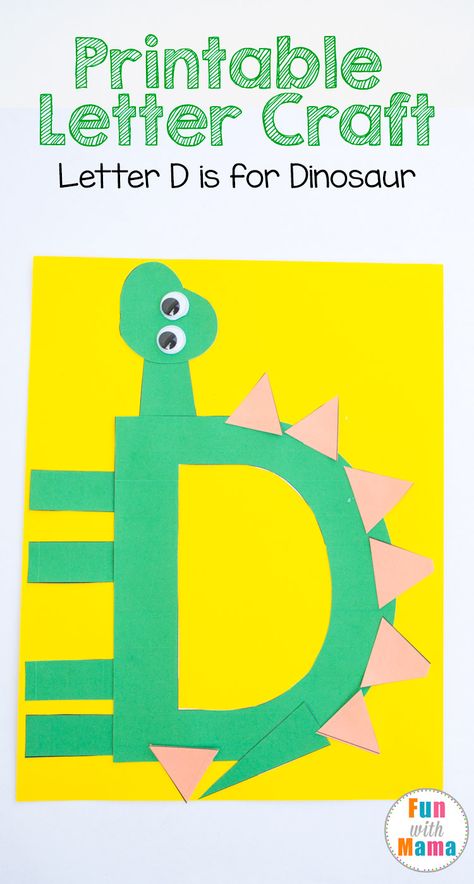 Letter D Craft, Preschool Letter Of The Week, D Is For Dinosaur, Dinosaur Template, Letter D Crafts, Preschool Letter Crafts, Alphabet Letter Activities, Alphabet Crafts Preschool, Abc Crafts