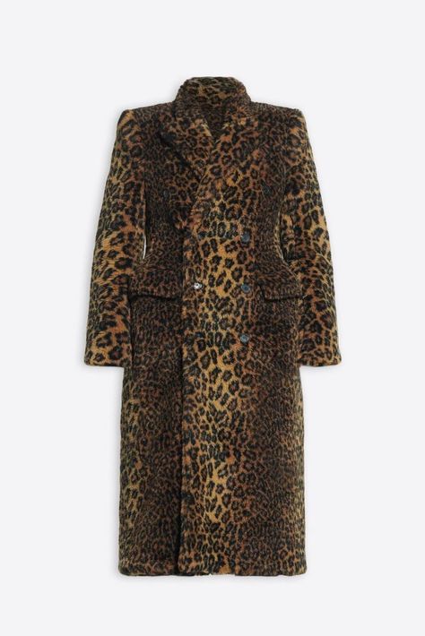 Balenciaga has interpreted the Hourglass coat in a lush leopard print for Spring 2022. Kim Kardashian has the Balenciaga outfit with the Le Cagole shoulder bag and Cagole 90mm knee-high boots, both in black. Crafted of faux fur, the Hourglass coat takes its cue from the curved basque waistcoats that became a Cristobal Balenciaga signature in the 1950s. 

Shop the look at Aventura Mall in Miami / Ft. Lauderdale. Balenciaga Hourglass Coat, Hourglass Coat, Balenciaga Outfit, Aventura Mall, Cristobal Balenciaga, Ft Lauderdale, Peak Lapel, Fake Fur, Brown Leopard