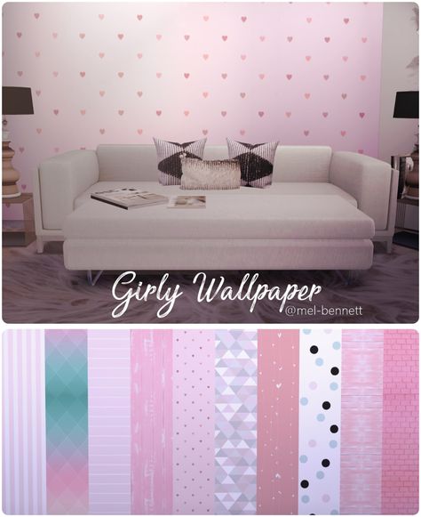 Sims 4 Girly Wallpaper - Mel Bennett Sims 4 Cc Furniture Living Rooms, Die Sims 4, Sims Baby, Girly Wallpaper, Sims 4 Bedroom, Sims 4 Clutter, Sims 4 House Building, Free Sims 4, The Sims 4 Packs