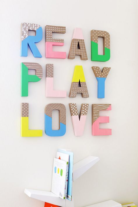 How to Make Colorful Wall Letters Painted Letters Diy, Decorative Letters Diy, Kids Art Space, Boys Wall Decor, Kids Bedroom Wall Art, Ivf Pregnancy, Toddler Boy Room Decor, Portable Bed, Toddler Playroom