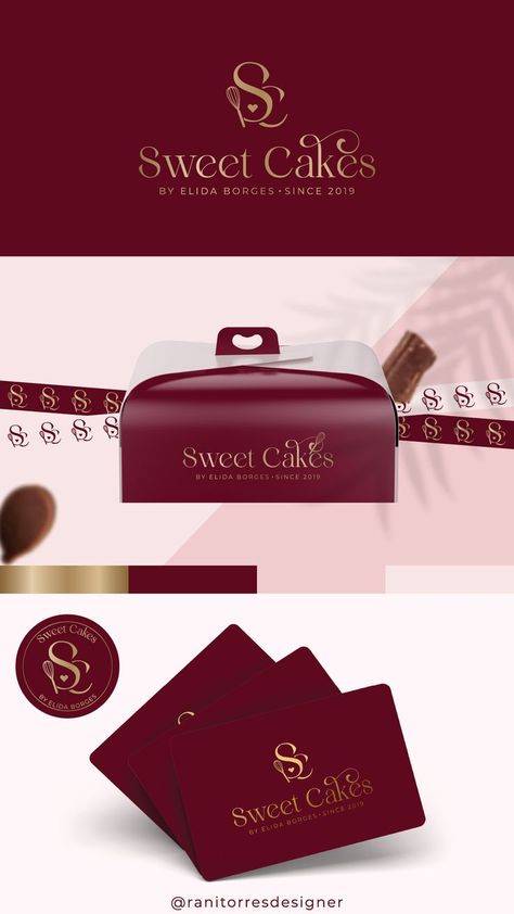 branding brand identity logo Bakery Logo Inspiration, Sweets Logo, Sewing Business Logo, Red Logo Design, Bakery Branding Design, Sweet Logo, Pink Story, Chocolate Logo, Cake Branding