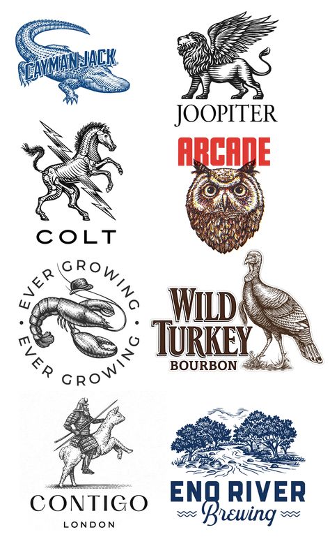 The Brandmark Collection Illustrated by Steven Noble by Steven Noble on Dribbble Bourbon Turkey, Scratchboard Illustration, Steven Noble, Illustration Concept Art, Logo Design Illustration, Branding Logo Design, Branding Design Logo, Freelancing Jobs, Design Illustration