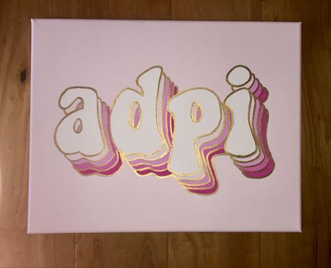 Sorority Canvas Paintings Delta Zeta, Pink Sorority Canvas, Adpi Paintings, Adpi Canvases, Sorority Little Gifts, Sorority Canvas Art, Greek Letters Painted, Pink Dorm Decor, Sorority Canvas Paintings