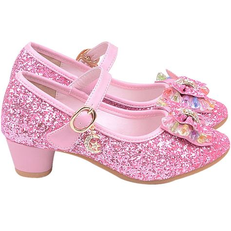 Baby Fancy Dress, Performance Shoes, Flower Girl Shoes, Girls Dress Shoes, Princess Cosplay, Princess Kids, Sequins Dress, Girls Heels, Bling Shoes