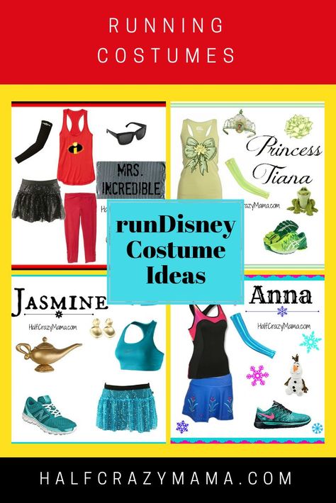 Lots of running costume ideas. runDisney costumes. What to wear for a runDisney race, half marathon, 5k, 10k, full marathon at Disney World. Disney Running Costumes, Rundisney Costumes, Disney Running Outfits, Disney Running, Disney Characters Costumes, Girl Group Costumes, Run Disney Costumes, Disney Marathon, Couple Halloween Costumes For Adults