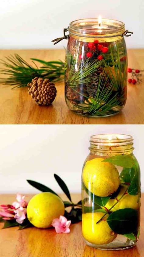 Oil Candles Diy, Frosted Mason Jars, Diy Jar, Candles Diy, Diy Pinecone, Lamp Diy, Wine Bottle Diy Crafts, Cones Crafts, Mason Jar Crafts Diy