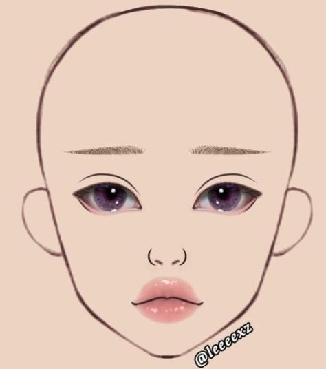 Face Template Makeup, Doll Face Makeup, Paper Makeup, Makeup Drawing, Face Template, Anime Makeup, Makeup Face Charts, Paint Brush Art, Face Chart