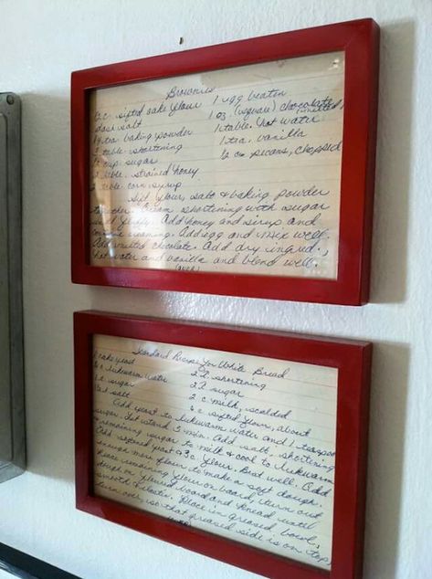 Enlarge handwritten recipes and frame them. Hang in kitchen. This is darling. Decor Ikea, Have Inspiration, Kitchen Redo, Old Recipes, Décor Diy, Kitchen Makeover, Kitchen Pantry, Rustic Kitchen, Kitchen Inspirations