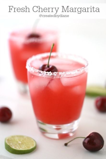 Fresh Cherry Margarita Recipe @createdbydiane Cherry Cocktail Recipes, Cherry Margarita, Patio Drinks, Cherry Drink, Cherry Syrup, Fresh Cherry, Cherry Cocktail, Sunday Recipes, Shakes Drinks