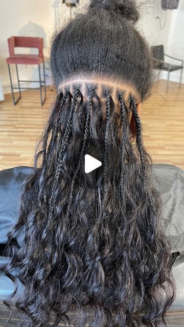 Best Hair For Goddess Braids, Soft Locs With Boho Curls, Different Hairstyles For Black Women Braids, How To Boho Knotless Braids, Ombre Micro Braids, Big Bohemian Braids, Braided Loose Hairstyles, Box Braids Boho Style, Boho Braids With Body Wave Hair