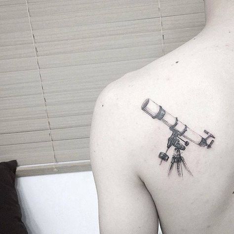 Telescope Tattoo, Physics Tattoos, Scientific Tattoo, Astronomy Tattoo, Astronaut Tattoo, Super Tattoo, Single Needle Tattoo, Planet Tattoos, Full Arm Tattoos