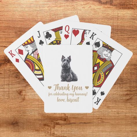 Dog Wedding Favor Playing Cards Watercolor Goldendoodle, Gold Font, Favor Ideas, Dog Wedding, Scottish Terrier, Goldendoodle, Wedding Favor, Games To Play, Wedding Favors