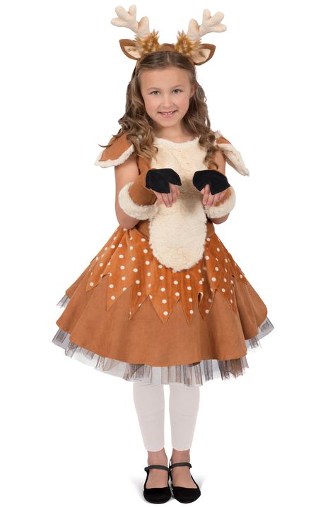 Check out the deal on Doe the Deer Child Costume - FREE SHIPPING at PureCostumes.com Deer Costume For Kids, Deer Halloween Costumes, Safari Costume, Deer Outfit, Deer Dress, Reindeer Costume, Animal Dress Up, Deer Costume, Deer Girl