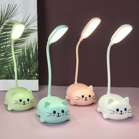 Cute Desk Lamp, Chat Kawaii, Gatto Carino, Usb Lamp, Cute Desk, White Desks, Mode Design, Fan Lamp, Adjustable Table