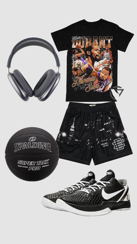 Black basketball outfit Hoop Outfit, Basketball Game Outfit Women, Basketball Shoes Kyrie, Basketball Outfit, Basketball Game Outfit, Sports Attire, Nba Outfit, 90s Fashion Men, Basketball Is Life