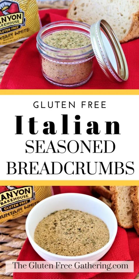 Gluten Free Italian Bread, Homemade Bread Crumbs, Celiac Diet, Bread Crumbs Recipe, Gluten Free Italian, Italian Breadcrumbs, Dry Mixes, Gluten Free Bread Crumbs, Seasoned Bread Crumbs