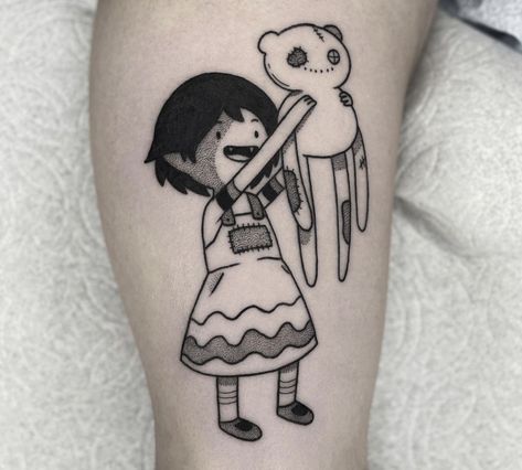 Adventure Time Tattoo Marceline And Pb, Cute Black And Grey Tattoos, Marceline X Bubblegum Tattoo, Adventure Time Marceline Tattoo, Hambo Adventure Time Tattoo, Marceline Tattoo Ideas, Small Adventure Time Tattoo, Finn And Jake Tattoo, Bubblegum Tattoo