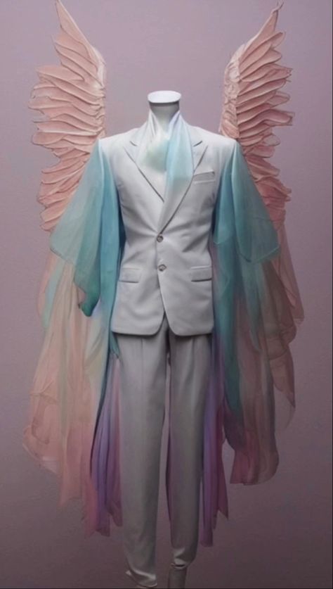 Pastel Fantasy Outfit Male, Fantasy Party Outfit Male, Star Themed Outfits Men, Butterfly Suit Men, Male Prom Outfits Aesthetic, Ethereal Fashion Men, Angelcore Outfits Male, Prom Male Outfits, Angelic Outfits Male