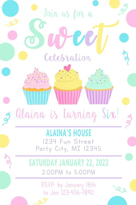 Excited to share this item from my #etsy shop: Cupcake Birthday Invitation, Personalized DIGITAL file, Birthday, invite, evite, Dessert, party Cupcake Themed Party, Cupcake Theme Birthday Party, Cupcake Party Theme, Cupcake Party Invitations, Pink Cupcakes Birthday, Mary Kay Facebook Party, Cake Bday, Bday Themes, Cupcake Birthday Party