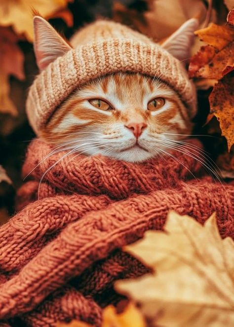 Autumn Aesthetic Animals, Fall Cats Wallpaper, Autumn Cat Aesthetic, Autumn Cat Wallpaper, Autumn Cats, Autumn Backgrounds, Autumn Cat, Ray Ray, Autumn Animals