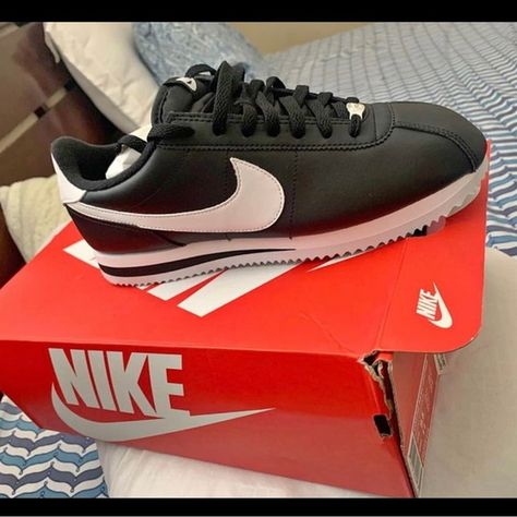 Black and white nike cortez Black And White Nike, Black And White Nikes, White Nike, Nike Cortez, White Nikes, Black Nikes, Tennis, Black And White, Nike