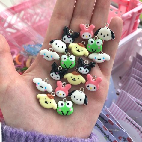 @pixieeeshop on Instagram: “something fun! who’s your favourite sanrio character? 🐰#sanrio #handmade #clay #smallbusiness” Clay Sanrio Characters, Diy Clay Charms Easy, Polymer Clay Sanrio, Easy Clay Figures, Sanrio Clay Art, Clay Charms Ideas, Mini Clay Art Easy, Sanrio Clay, Easy Clay Ideas