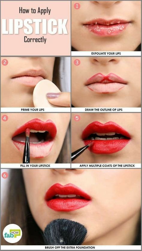 Basic Makeup Tutorial, Perfect Lip Color, Apply Lipstick, Lipstick Hacks, Lipstick For Fair Skin, Makeup Order, Lipstick Tutorial, Lipstick Kit, Lip Makeup Tutorial