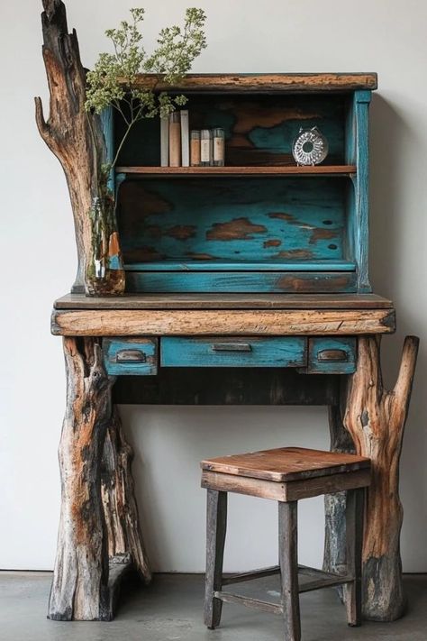 Fantasy Furniture Diy, Furniture Repurpose Ideas, Upcycling Furniture Ideas, Upcycled Side Table, Salvaged Furniture, Furniture Upcycling, Upcycling Furniture, Fantasy Furniture, Unusual Furniture