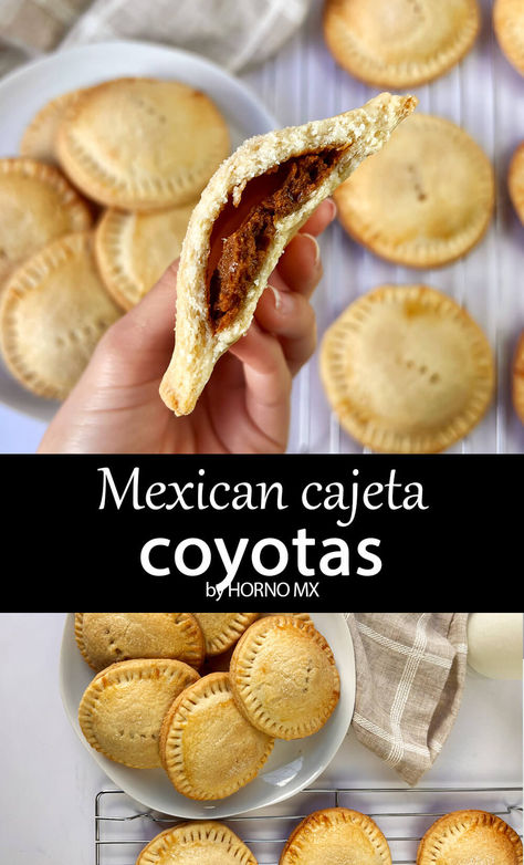 These coyotas are a mexican hand pie recipe, from the north of the country. A must try! Mexican Cookies Recipes Traditional, Mexican Baked Goods, Argentina Desserts, Pan Dulce Recipe, Mexican Breads, Mexican Cookies Recipes, Mexican Pastry, Hispanic Desserts, Authentic Mexican Desserts