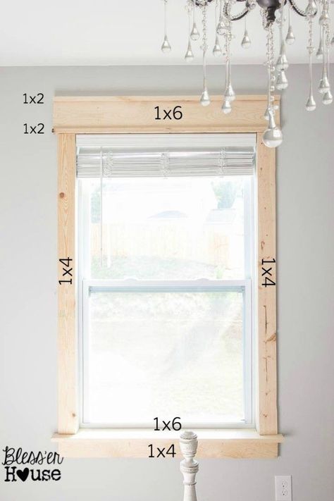 DIY Window Trim - The Easy Way | Bless'er House - I want to trim all the windows in our entire house like this!  For a more vintage look, go a little wider on the side casing and apron and make the 1x6 header slightly narrower. Diy Window Trim, Interior Window, Diy Window, Window Trim, Home Upgrades, Cool Ideas, Home Repairs, Easy Home Decor, Ikea Hacks