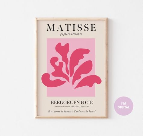 Henri Matisse Pink Print Matisse Inspired Wall Poster Mid | Etsy Sweden Wall Prints Pink, Bandeja Perfume, Matisse Pink, Mid Century Gallery Wall, Wall Collage Decor, Prints Pink, Pastel Wall Art, Matisse Inspired, Pastel Walls