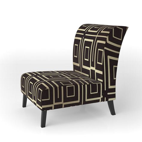 Golden Luxury Metallic Geometrics XII - Mid-Century Upholstered Slipper Chair Receiving Room, Animal Print Furniture, African Furniture, Mid Century Accent Chair, Mid Century Modern Accent Chairs, Black Armchair, Condo Decorating, Indoor Design, Modern Accent Chair