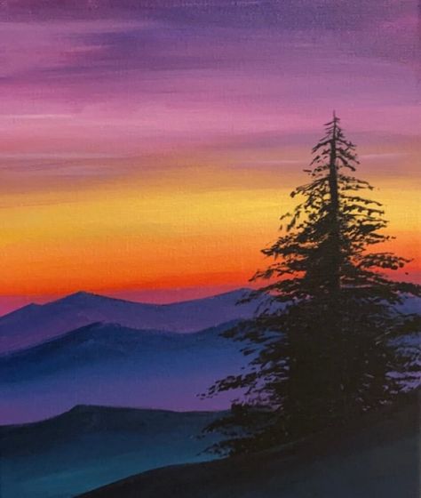 Each Painting is made to order and hand painted so it may have slight small differences from original artwork. Landscape Simple Painting, Sunset Mountain Painting, Pink Sunset Painting, Sunset Painting Acrylic, Easy Landscape Paintings, Night Sky Art, Sunrise Painting, Crafts Painting, Mountain Painting