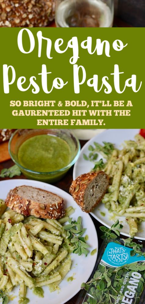 Quick and easy to toss together, this Fresh Oregano Pesto Pasta Recipe is the ultimate weeknight indulgence. So bright and bold, it’ll be a guaranteed hit with the entire family. #Pesto #Pasta #Recipe Oregano Pesto Recipe, Recipes With Oregano, Recipes With Fresh Oregano, Fresh Oregano Recipes, Wicca Lifestyle, Oregano Pesto, Herb Pasta, Pesto Dishes, Oregano Recipes