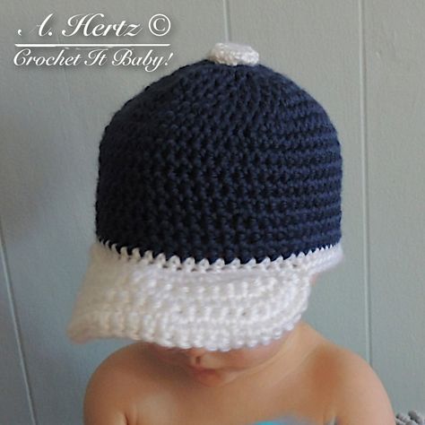 Crochet Baseball Hat, Crochet Soccer, Baseball Cap Pattern, Crochet Hook Bag, Crochet Baseball, Baby Baseball, Crochet Sun Hat, Hat Patterns Free, Baby Hat Patterns