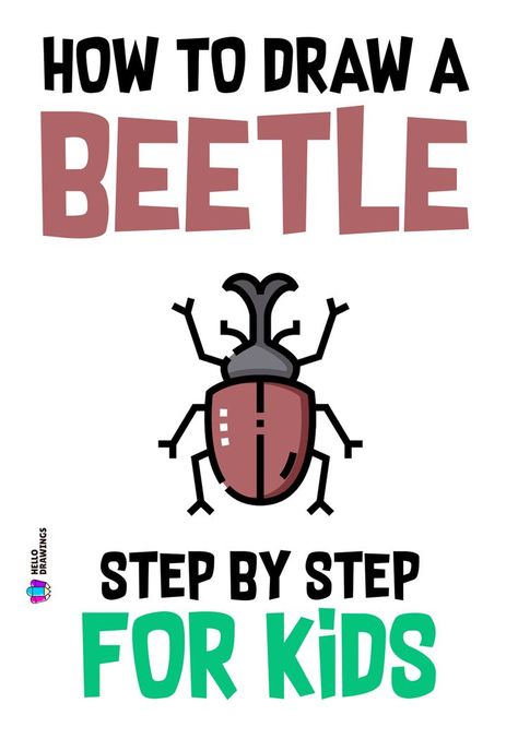 How to Draw a Beetle | Simple Guide for Kids Beetle Drawing Simple, Animal Drawing Tutorial, Beetle Drawing, Easy Animal Drawings, Easy Animals, Easy Drawings For Kids, Animal Drawing, Drawing Tutorial Easy, Basic Shapes