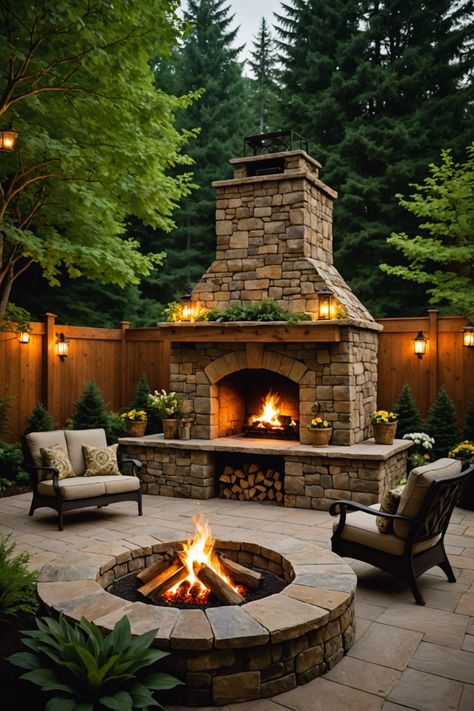 19 Super Cozy Outdoor Fireplaces For Your Backyard – ToolzView Stone Fireplace Backyard, Stone Patio Fireplace, Screened In Porch Decorating Ideas Cheap, Outside Stone Fireplace, Freestanding Outdoor Fireplace, Floating Deck With Fire Pit, Stone Firepits Backyard, Garden Fireplaces Outdoor, Parklike Backyard