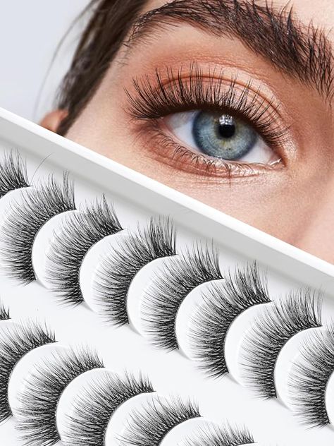 False Eyelashes Fluffy Lashes Wispy Cat Eyelashes Mink Lashes Thiner Band Siligli Volume Lashes 15mm Natural Fake Lashes 3D Curly 10 Pair Cat Eyelashes, Eye Lash Style, Eyelashes Cat Eye, Lashes Pack, Natural Fake Eyelashes, Lashes Wispy, Cat Eye Lashes, Fluffy Lashes, Wispy Eyelashes