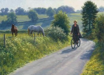 Robert Duncan Art, Robert Duncan, Creation Photo, Mary Cassatt, Riding A Bike, Village Life, Country Art, English Countryside, Western Art