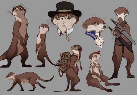 ArtStation - mongoose, Ghost fish Ghost Fish, Otter Cartoon, Disney Character Sketches, Animal Caricature, Internet Art, Character Sketches, Creature Design, A Group, Cartoon Animals