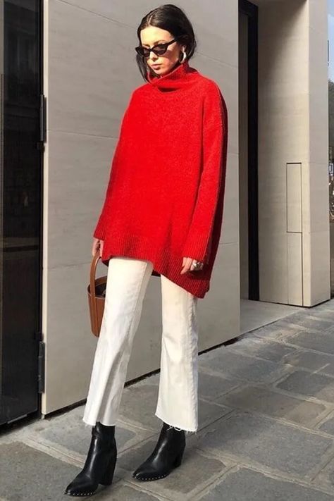 Red Sweater Outfit, Sweater Outfit Ideas, Outfit Ideas 2023, Outfit Ideas 2024, Night Work, Sweater Outfit, Wear Red, Looks Street Style, Red Sweater