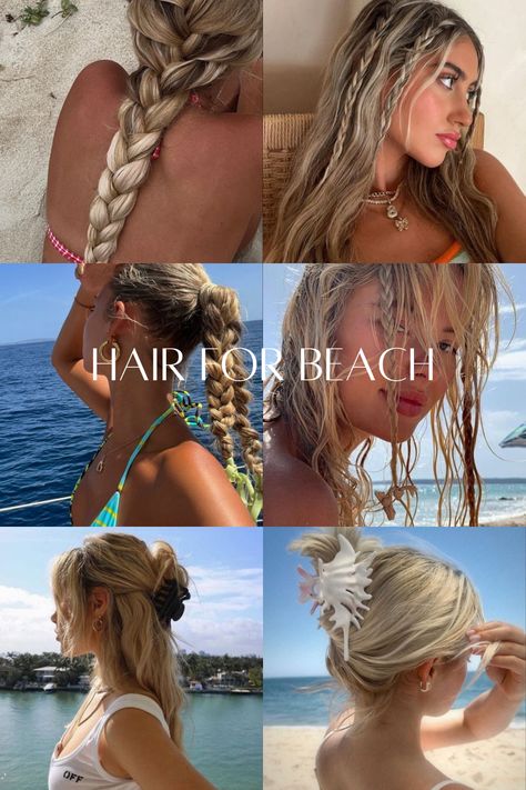 Easy hairstyles, hair for summer, braids, bun, claw clip, tan Long Hair, The Beach, Braids, Hairstyles, Hair, Plaits