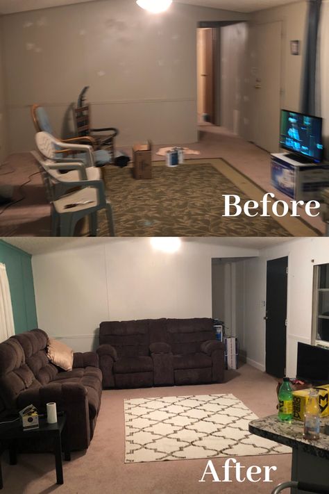 Before & after mobile home trailer remodel. Single wide remodel. Single Wide Interior, Trailer House Remodel Single Wide, Trailer Remodel Single Wide, Single Wide Trailer Remodel, Mobile Home Single Wide, Trailer House Remodel, Double Wide Remodel, Single Wide Remodel, Home Trailer